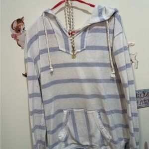 Ocean Drive Blue and White Striped Hoodie